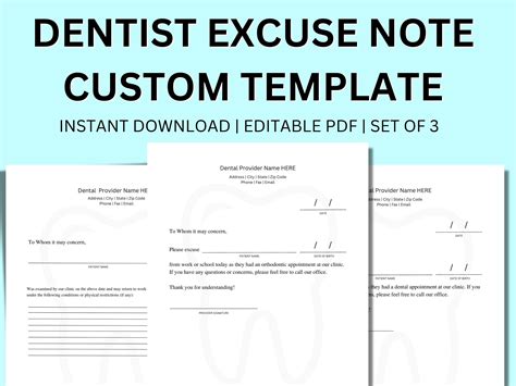 Dentist Excuse Template